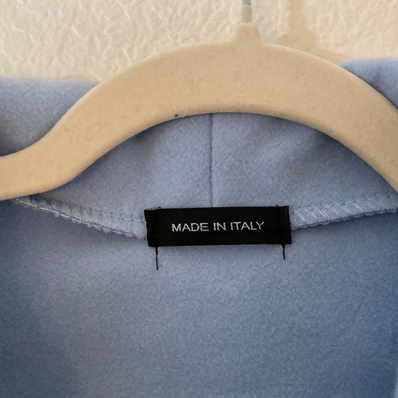 NWT Italy Blue Belted Coat oversized pockets lagenlook fall western L - Picture 3 of 8